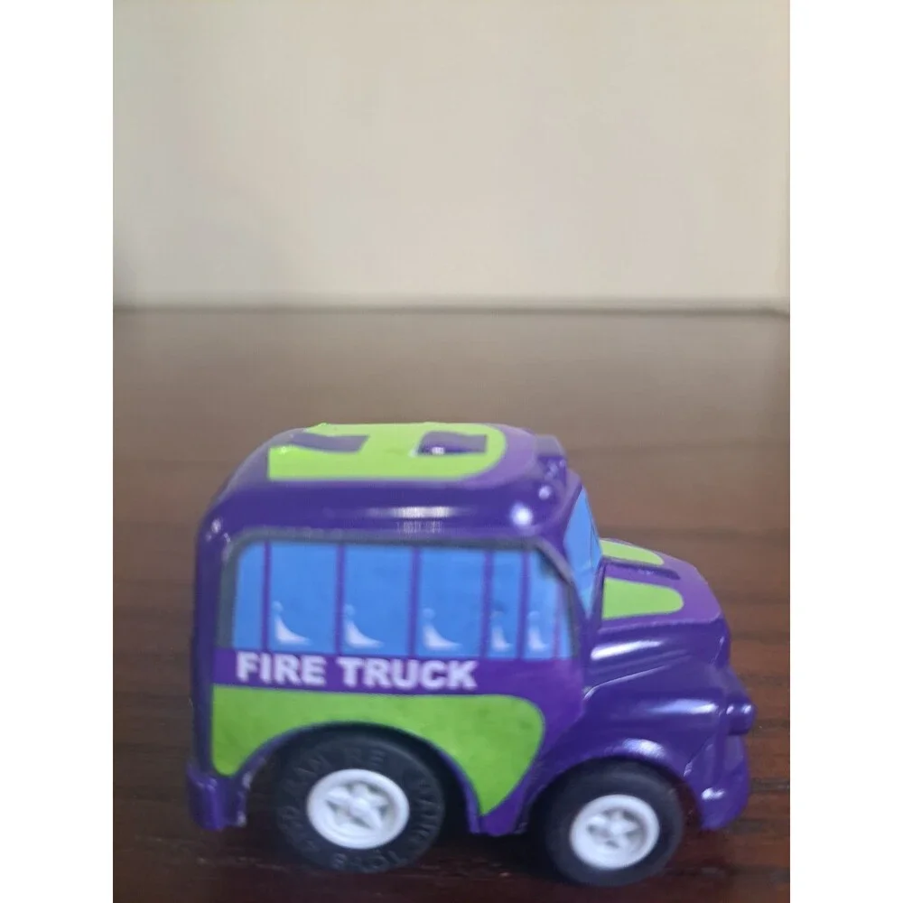 Vintage San Ren Hang Purple Fire Truck Pull Back Racer